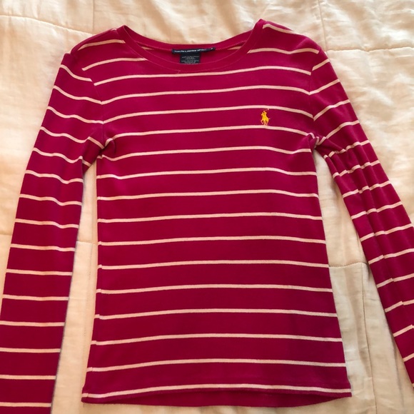 Vintage Ralph Lauren pastel pink long sleeve striped top